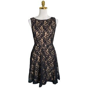 Max Studio Y2K Black Lace Overlay Sleeveless Fit & Flare Cocktail Dress Size 4